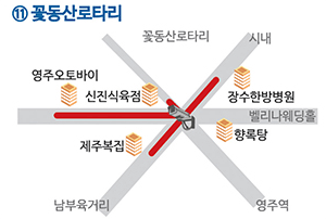 11. 꽃동산로타리 무인단속카메라 단속 구간입니다.