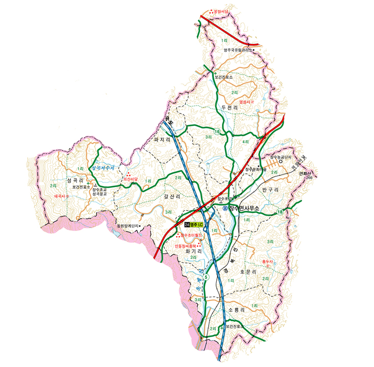 장수면 관내지도